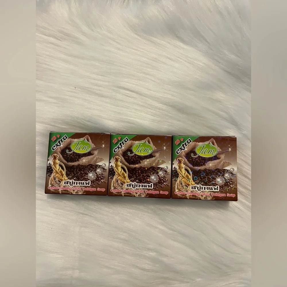 3 Pack Coffed Ginseng Glutra Collagen Bar Soap 65 Grams